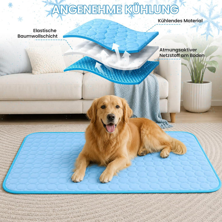Kühlmatte für Hunde Selbstkühlende, Kühldecke Hunde Sommer, Hundekühlmatte Waschbar & Atmungsaktiv,