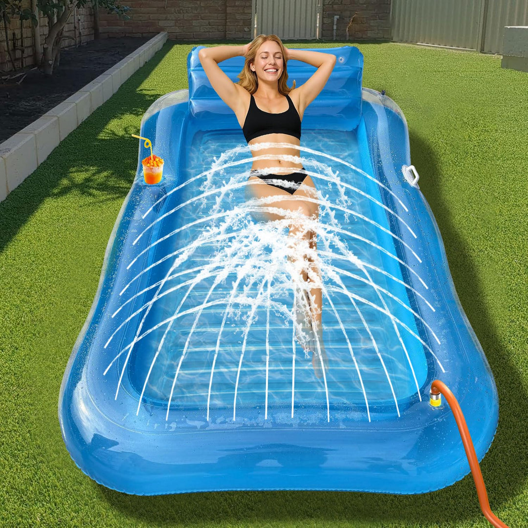Luftmatratze Pool Erwachsene,Aufblasbarer Sonnenpool mit Getränkehalter,Griff und Rückenlehne,Luftma