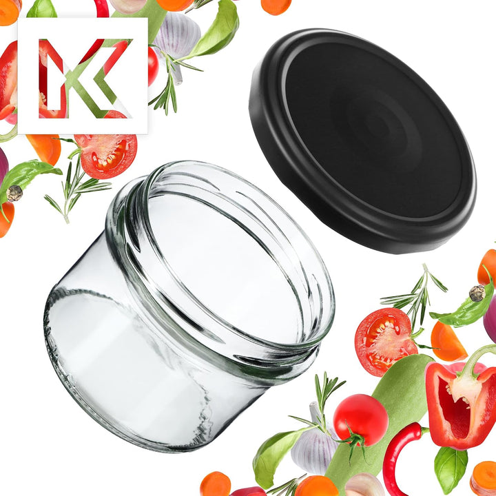 KADAX 20er Set Marmeladengläser 235ml TO82 Schwarz matt, Einmachgläser Vorratsgläser Mason Jar mit S