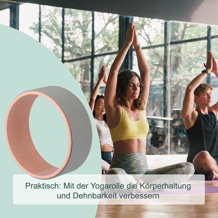 Relaxdays Yogarad, Ø 32 cm, Kunststoff, Schaumstoff, rutschfest, für Rückenübungen, Dehnbarkeit, Yog