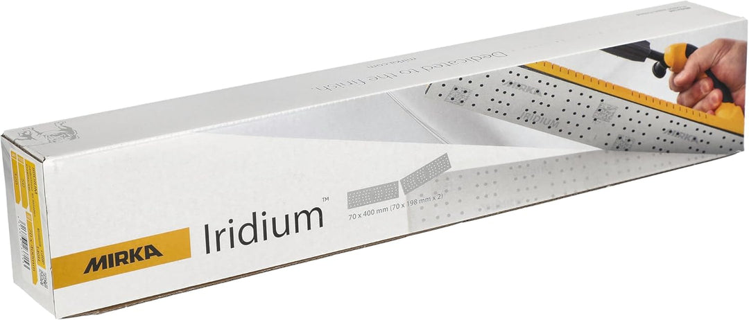 Mirka Iridium Premium-Schleifpapier 70x400mm und 70x198mm / mittig perforiert/Klett/Korn 320, 50 Stk