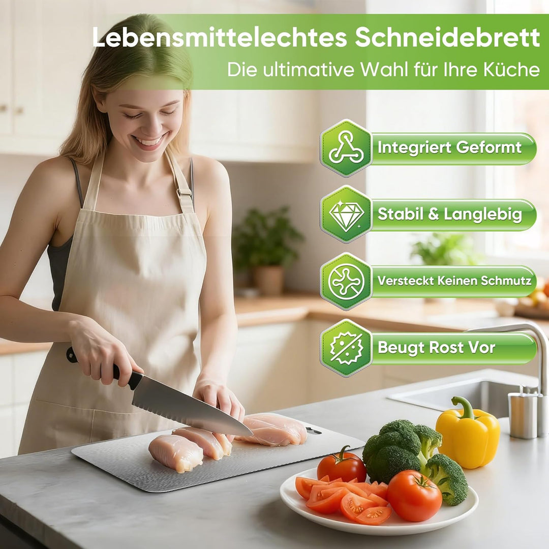 3 Stück Titan Schneidebrett, Edelstahl Titanium Cutting Board Doppelseitiges Lebensmittel Grade Schn