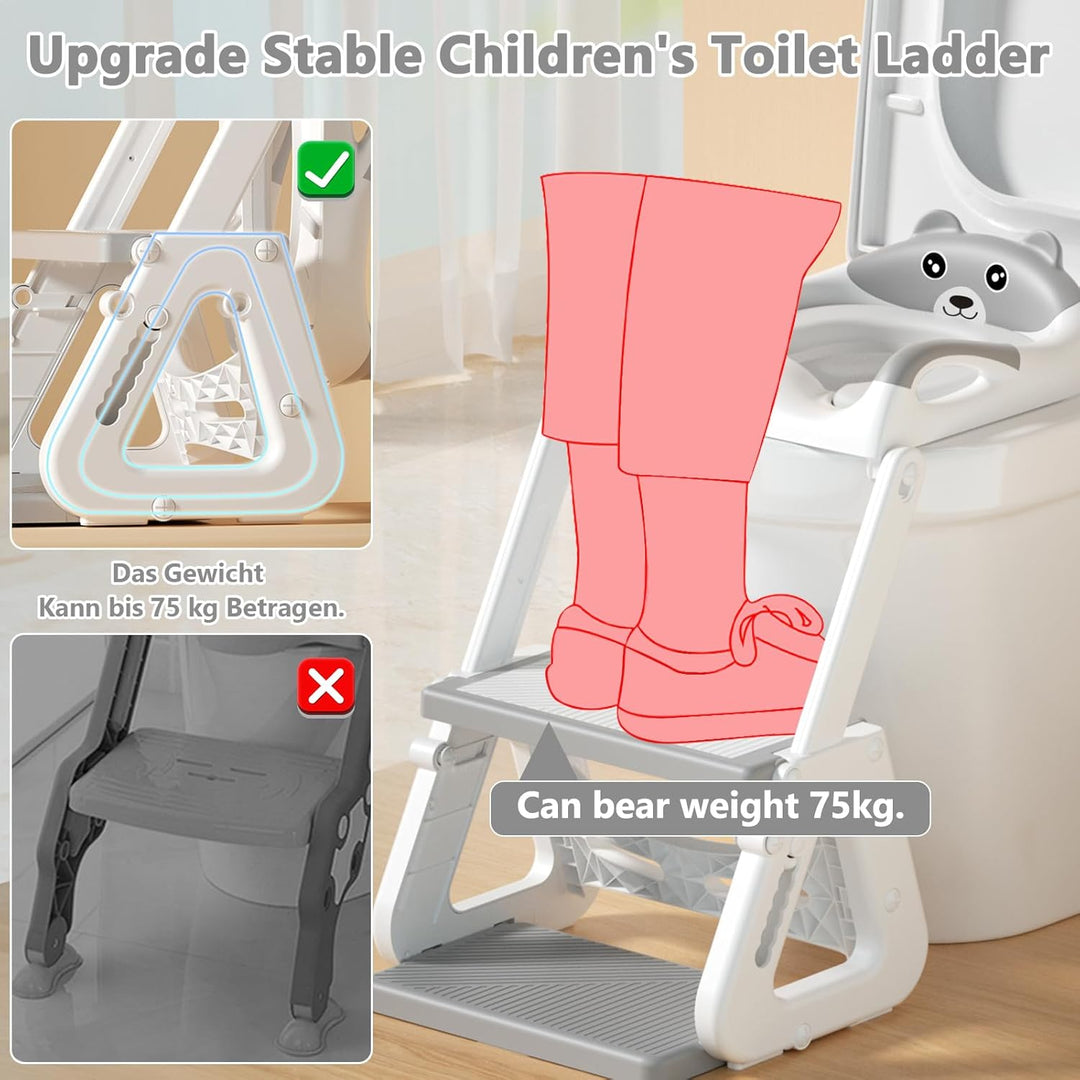 Kinder Toilettensitz mit Treppe,WC Sitz Kinder,Toilettenleiter für Kinder,Klositz für Kinder,Kindert