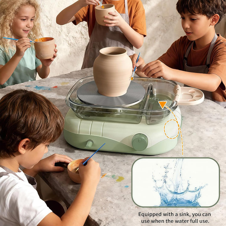 Töpferscheibe, 200R/min Elektrisch Pottery Wheel mit Schürze, 17.5cm Drehteller Tonmaschine mit Wasc