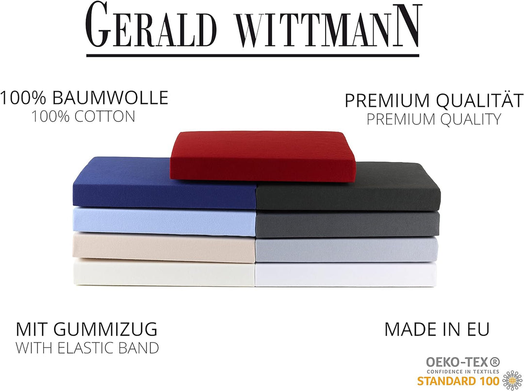 Gerald Wittmann Premium Spannbettlaken 180x200 - 200x200 cm, 100% Baumwolle Jersey, Anthrazit Anthra