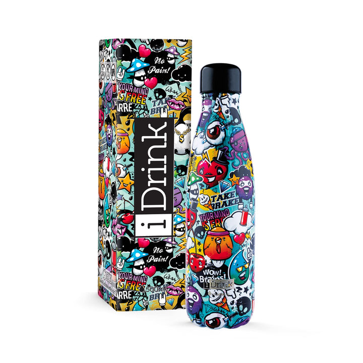 I-Drink - Trinkflasche 350/500/1000 ML Thermoflasche aus Stahl (500 ML, Graffiti) 500 ML Graffiti, 5