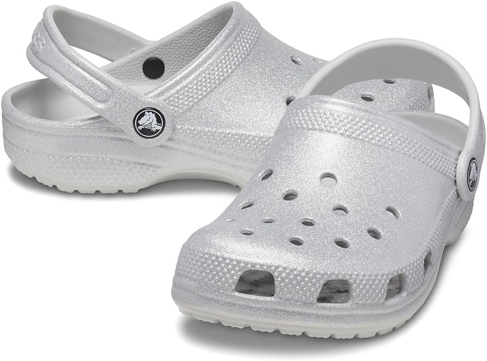 Crocs Unisex Kinder Classic Glitter Clog K 25/26 EU Silber Glitter, 25/26 EU Silber Glitter