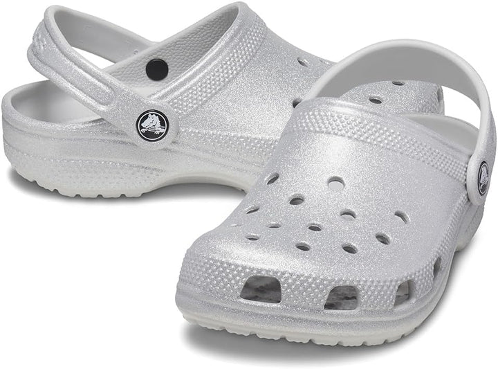Crocs Unisex Kinder Classic Glitter Clog K 25/26 EU Silber Glitter, 25/26 EU Silber Glitter