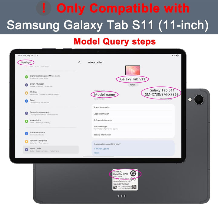 Für Galaxy Tab S11 11" Tastatur Hülle - 7 Farben Beleuchtung Abnehmbare Trackpad Tablet Cover - Bele