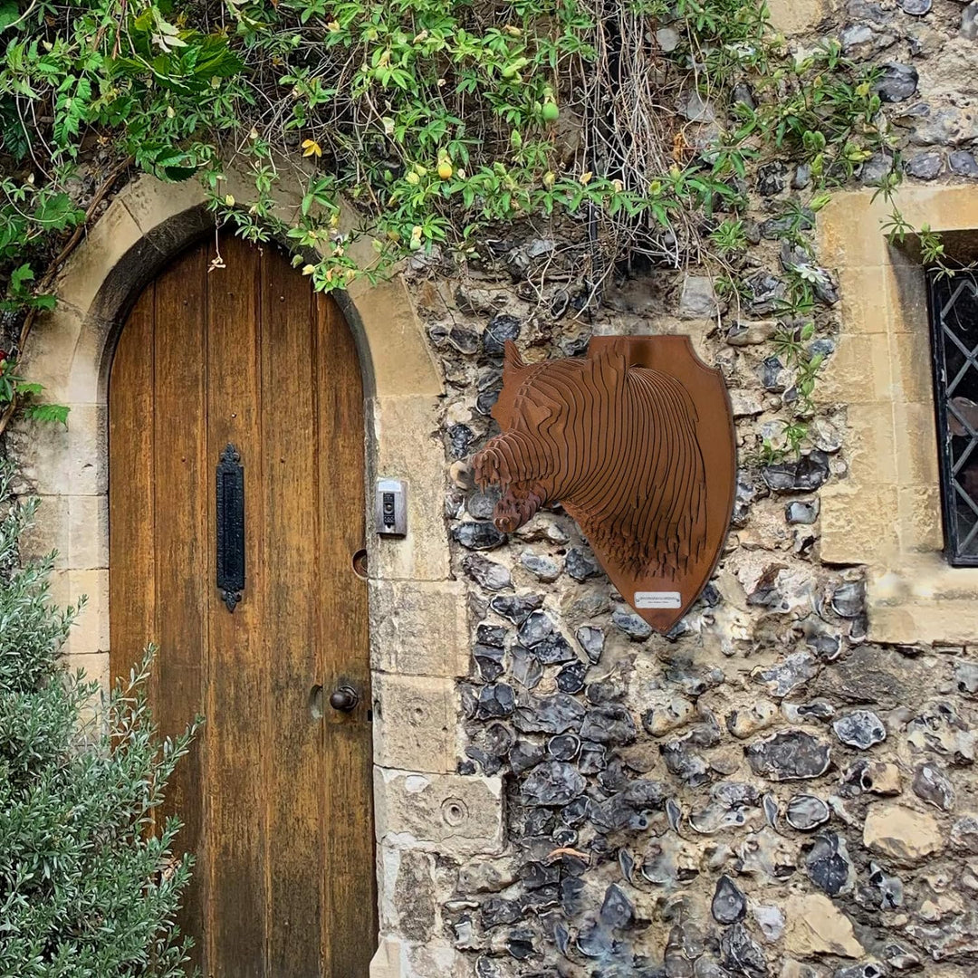 Rerum & Consilium Wolf-Kopf in Edelrost-Optik | Wanddeko Wolfskulptur | 27 x 36 x 33 cm | 12,2 kg |