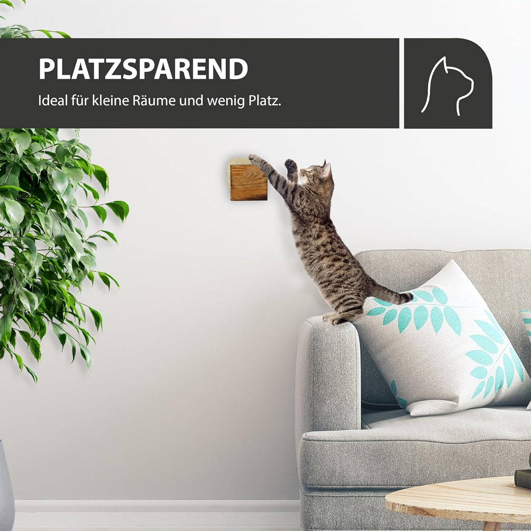 Rohrschneider Katzentreppe für Katzenwand | Kletterwand Katzen Holz GEFLAMMT | Wandelemente | Kratzs
