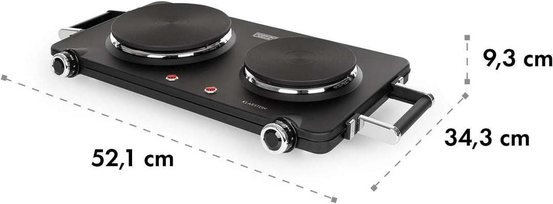 Klarstein Cookorama elektrische Doppelkochplatte, 2250 Watt, Massekochfelder: 150/180 mm Ø, Kontroll