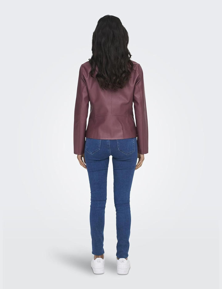 ONLY Damen Onlnewmelisa Faux Leather Jacket Cc OTW Jacke, Rose Brown