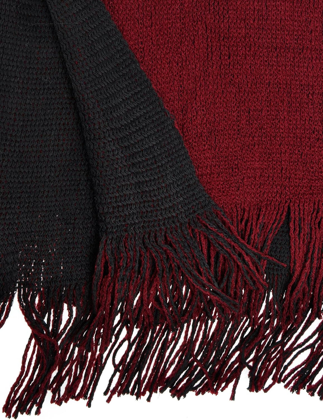 ZLYC Damen Herbst Winter Kaschmir Poncho Capes Retro Strick Cardigans mit Fransen Einheitsgrösse Rot