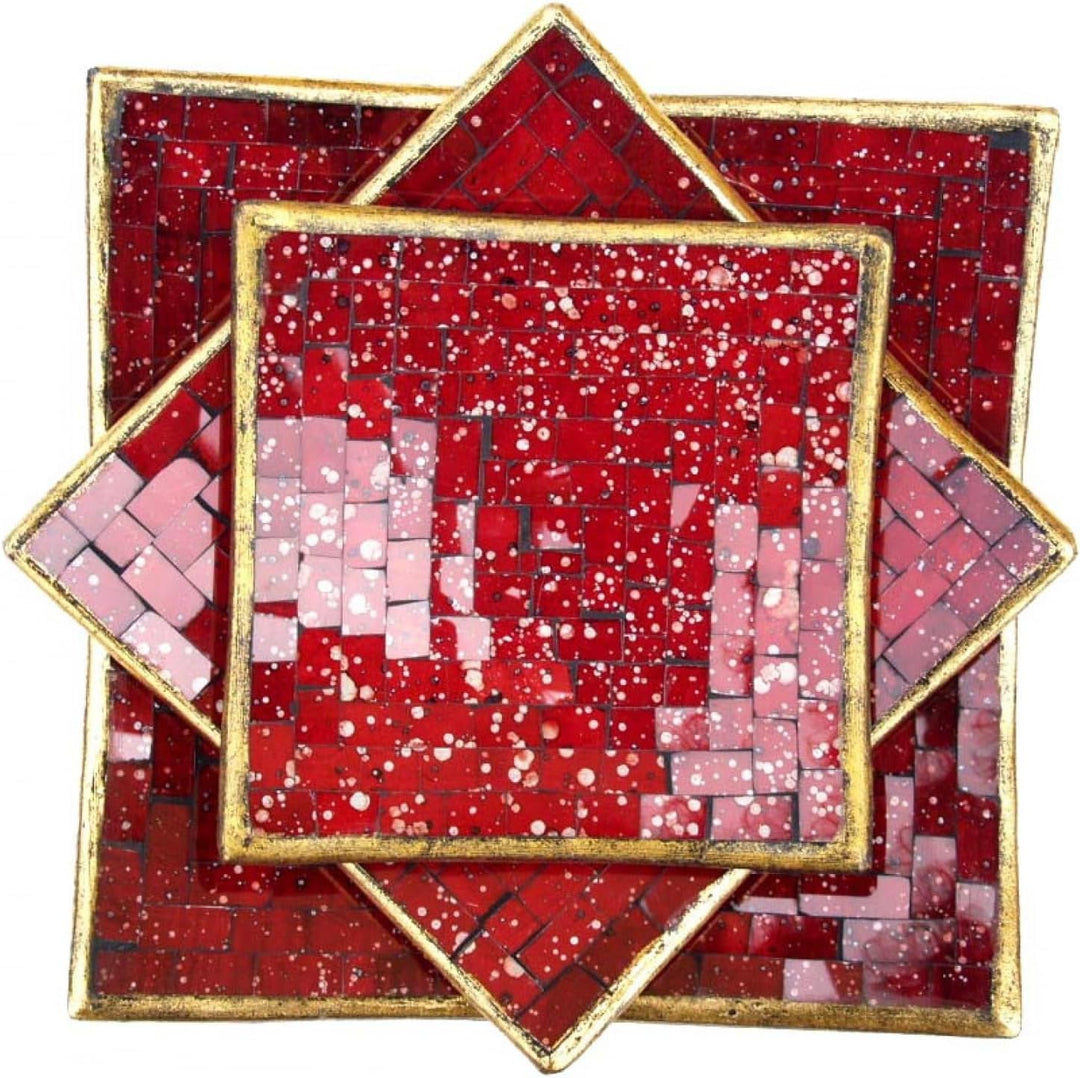 GURU SHOP Eckige Mosaikschale, Untersetzer, Dekoschale, Handgearbeitete Keramik & Glas Obst Schale -