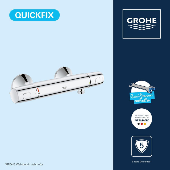 GROHE Precision Trend New - Thermostat-Brausebatterie (wassersparend, für die Wandmontage, langlebig