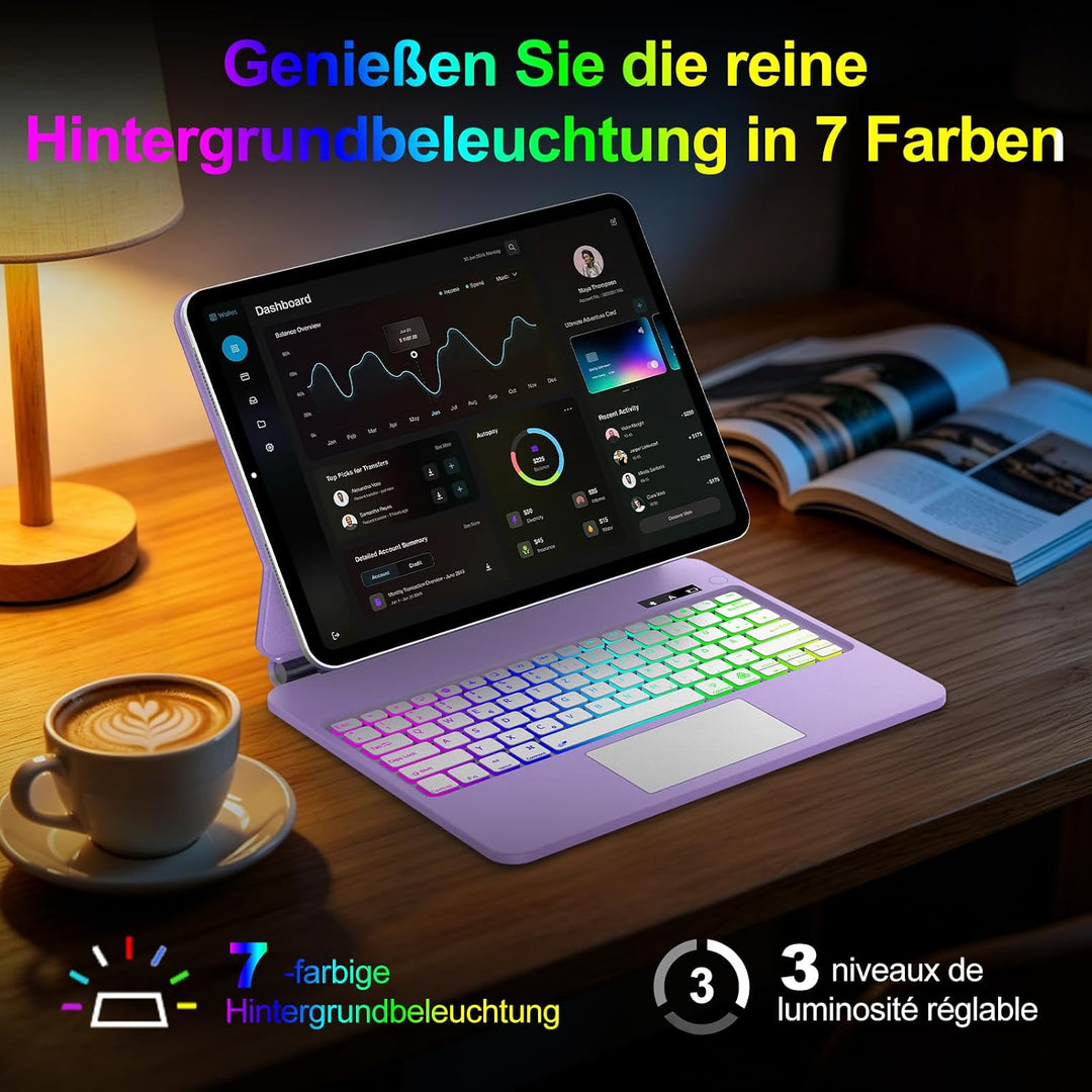 Magic Keyboard für iPad Air 13" (M3 2025 M2 2024)/iPad Pro 12.9 (6ª/5ª/4ª/3ª Gen), Magnetischer Stän