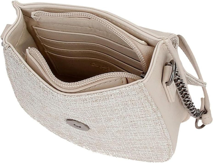 Pepe Jeans Maddie Mobile Umhängetasche Beige 13,5x17,5x4 cm Polyester mit Details aus Kunstleder Bei