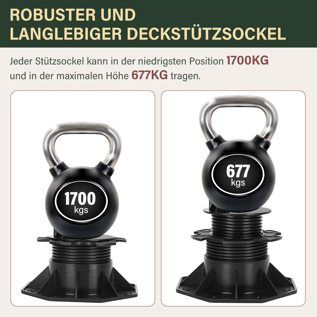 Gimisgu Stellfuss 10 Stück Stelzlager höhenverstellbar 60-140mm Plattenlager - Stelzlager für Terras