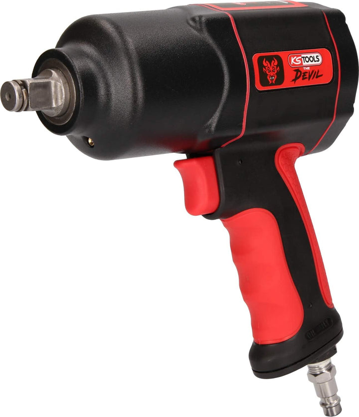 KS Tools 515.1200 THE DEVIL Hochleistungs-Druckluft-Schlagschrauber, Schwaz/Rot, 1/2 Zoll, max. Löse