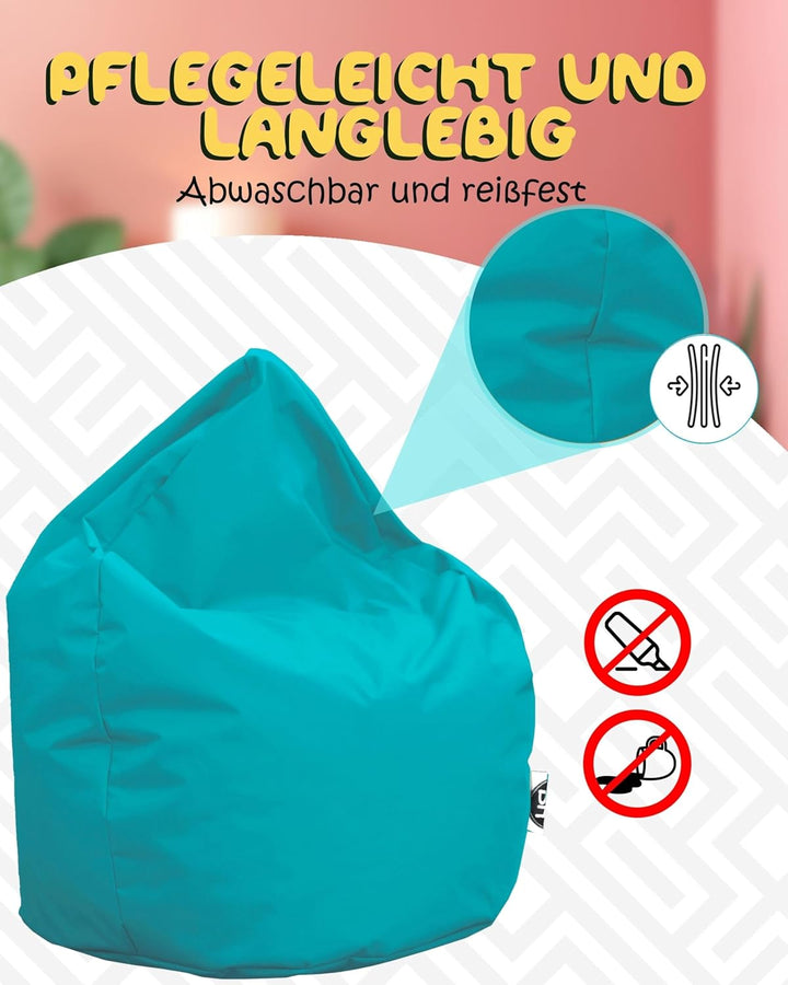 PATCH HOME Patchhome Sitzsack Tropfenform mit Reissverschluss Nachfüllbar - für In &amp; Outdoor - mit S