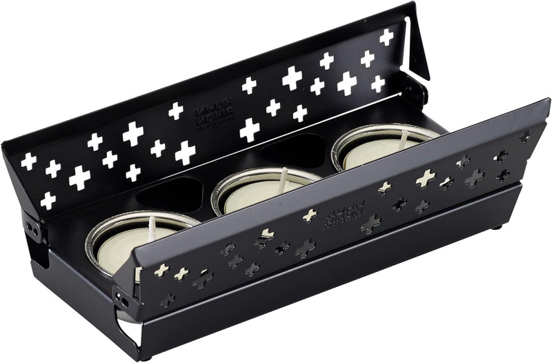 KUHN RIKON Candle Light Mini Schweizerkreuz Raclette Set, schwarz, Antihaft-Grill-Pfännchen, mit Tee