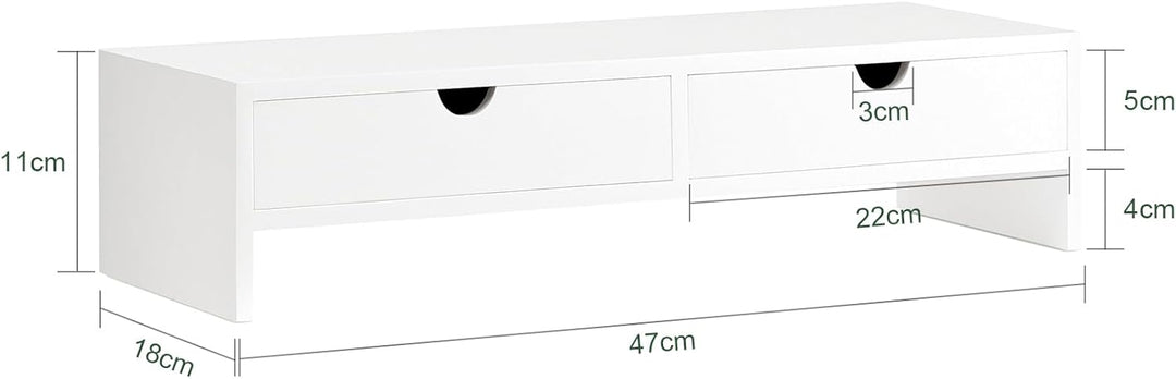 SoBuy Schreibtisch Organizer, Monitorständer mit 2 Schubladen, Monitorerhöhung für Schreibtisch, Mon
