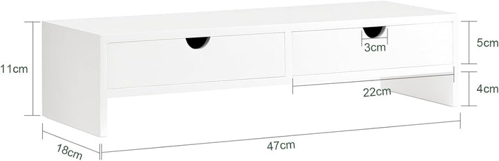 SoBuy Schreibtisch Organizer, Monitorständer mit 2 Schubladen, Monitorerhöhung für Schreibtisch, Mon