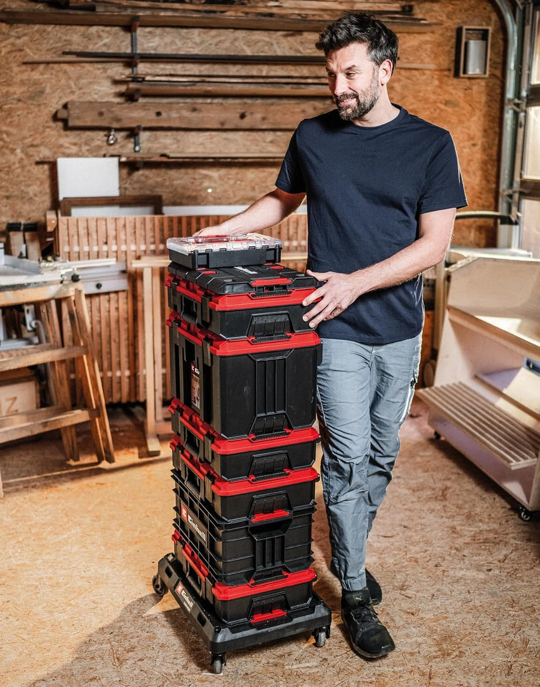Original Einhell E-Case Adapterplatte (max. 300 kg, stapelbar, verriegelbar, kombinierbar mit Einhel