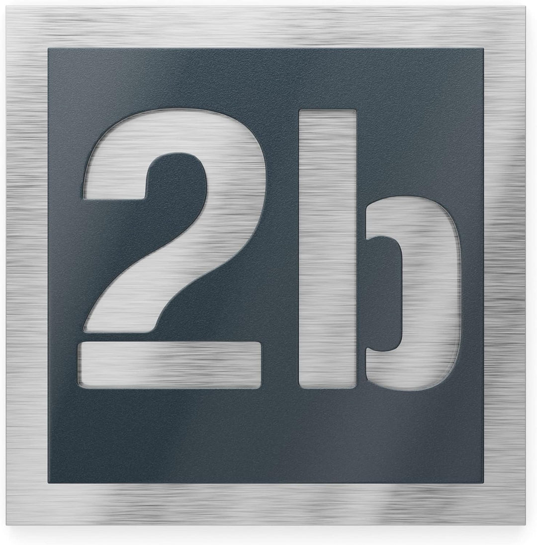Graviers Design Hausnummer aus V2A Edelstahl 230x230mm - Anthrazit RAL 7016 - Wetterfest Rostfrei In