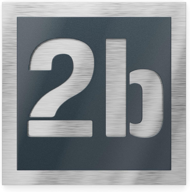 Graviers Design Hausnummer aus V2A Edelstahl 230x230mm - Anthrazit RAL 7016 - Wetterfest Rostfrei In