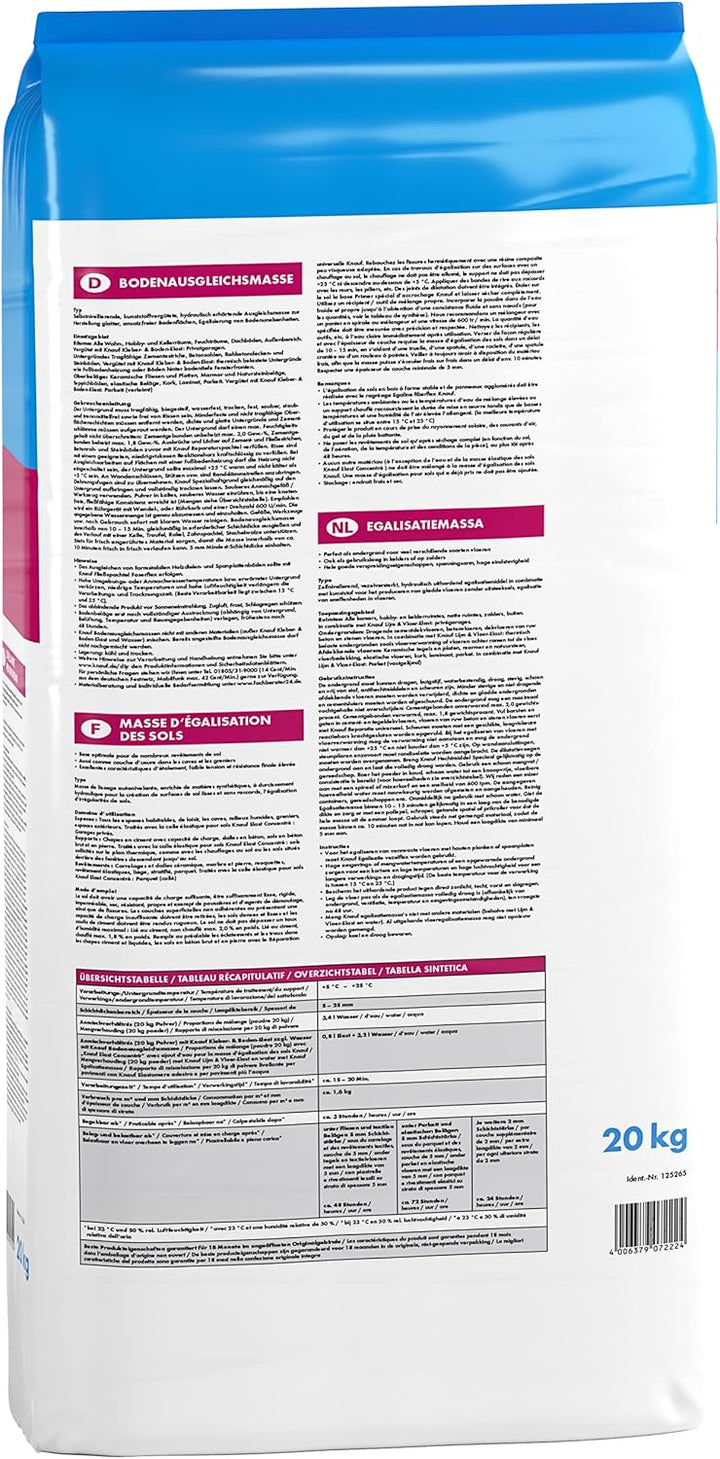 Knauf 125265 20 kg Bodenausgleichsmasse, Fliess-Spachtel, Nivellier-Masse – Estrich für Boden, innen