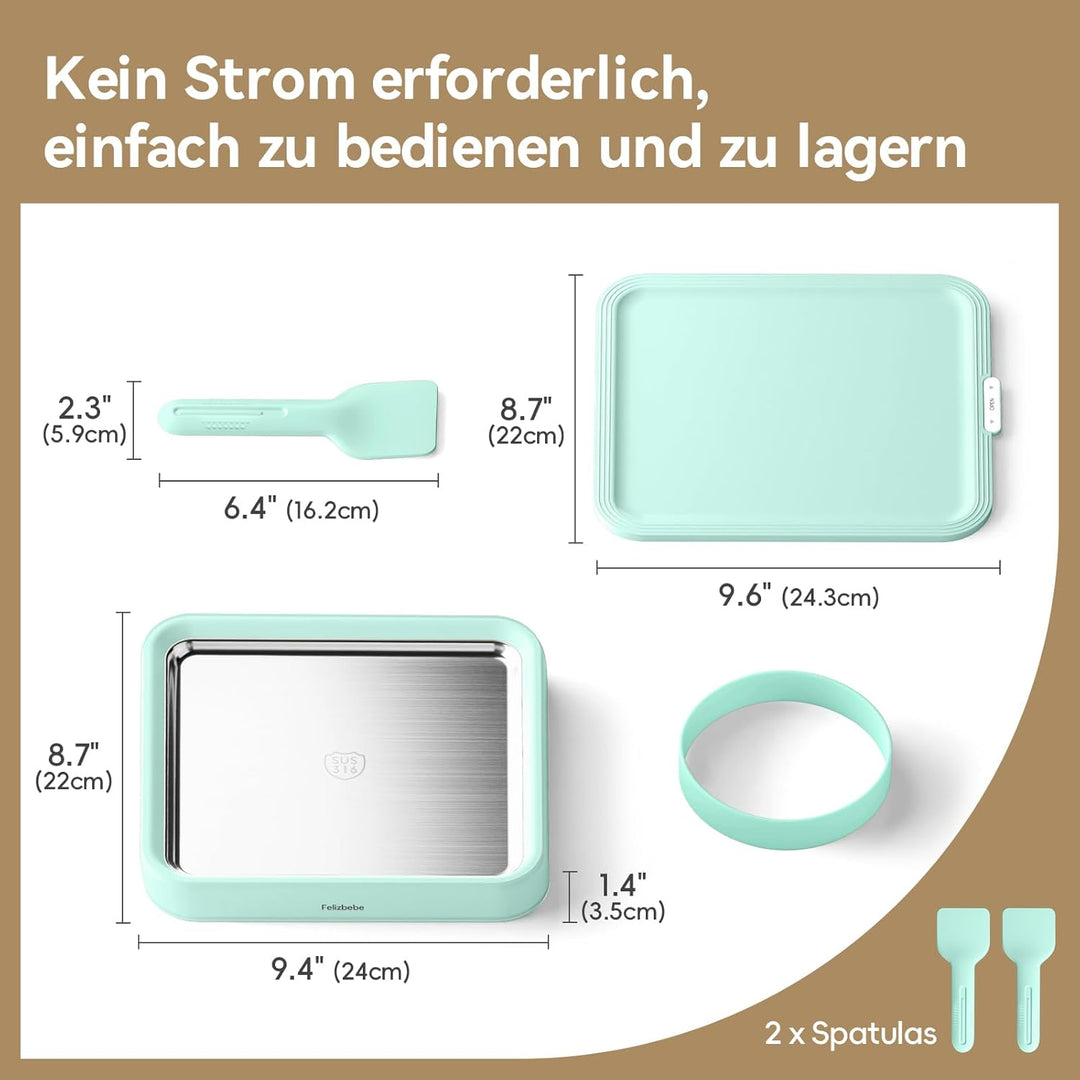 Eisplatte Eis Rolls, SUS316 Lebensmittelqualität, Ice Rolls Maschine Inklusive Deckel & 2 Spatel, DI