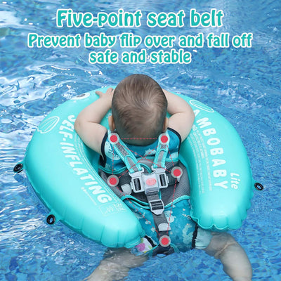 HECCEI Schwimmring Baby mit Sonnendach, Mambobaby Autom Aufblasbare Baby Schwimmhilfe, Kompaktes Fal