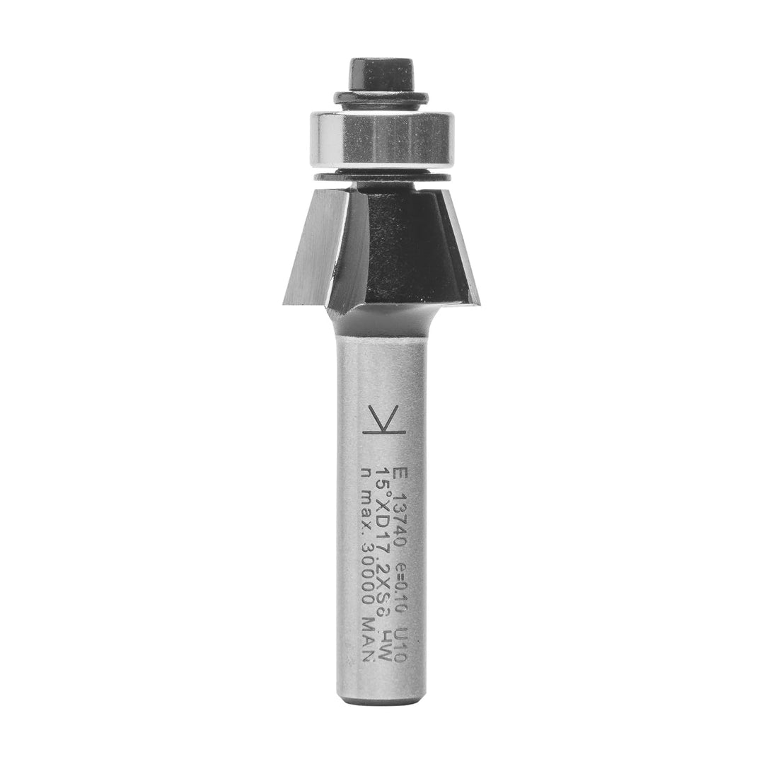 ENT 13740 Fasefräser HW, Schaft (S) 8 mm, Durchmesser (D) 17,2 mm, NL 9,5 mm, E 15°, SL 32 mm, mit K
