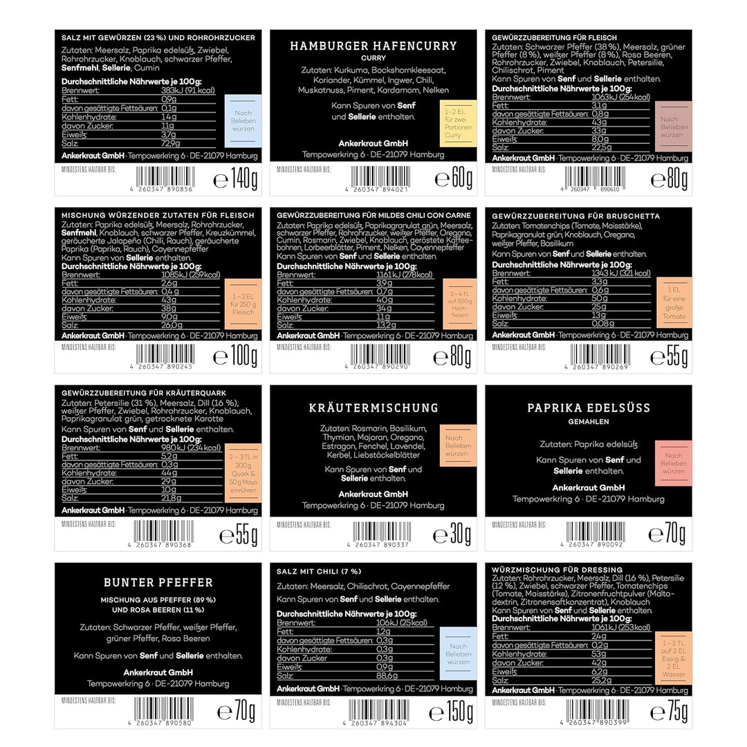 Ankerkraut Gewürz Set mit 12 Gewürzen: Best of Ankerkraut 2, leckere Zutaten für vielfältigen Geschm
