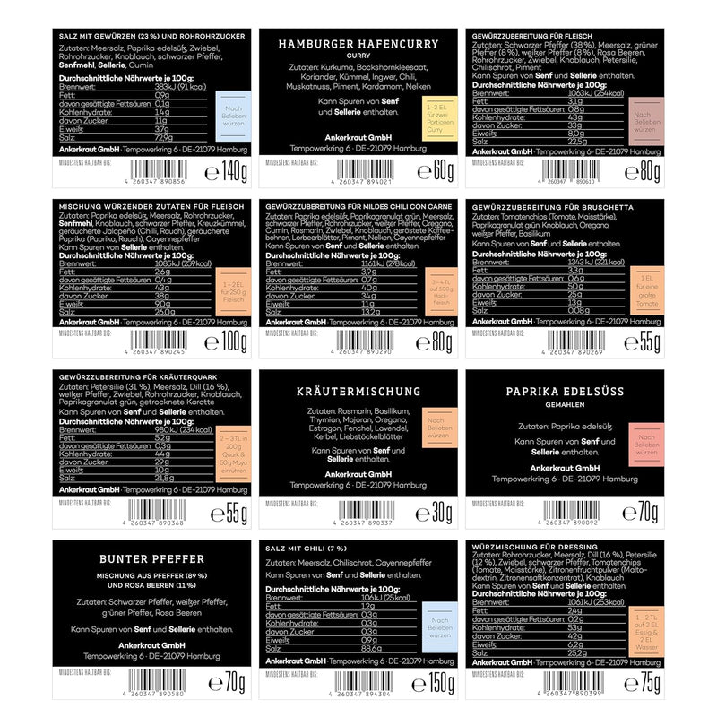 Ankerkraut Gewürz Set mit 12 Gewürzen: Best of Ankerkraut 2, leckere Zutaten für vielfältigen Geschm