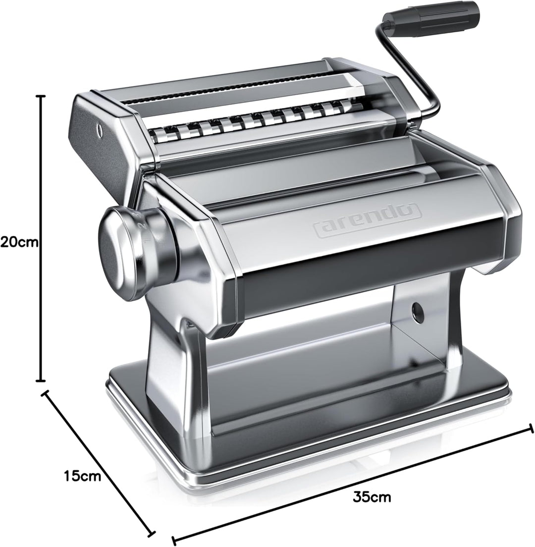 Arendo - Nudelmaschine Pasta Maker – Edelstahl – Nudelpresse – 7 einstellbare Stärken - manuell - Du