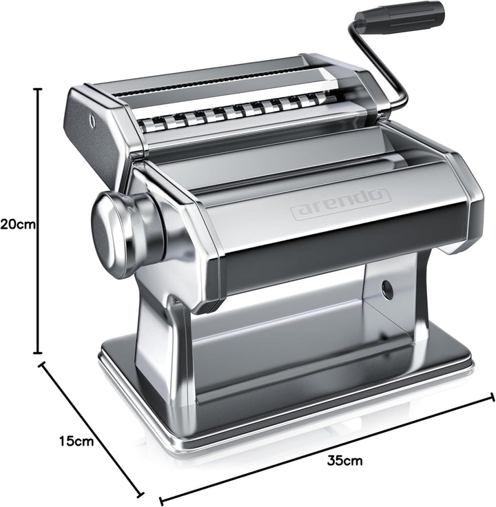 Arendo - Nudelmaschine Pasta Maker – Edelstahl – Nudelpresse – 7 einstellbare Stärken - manuell - Du