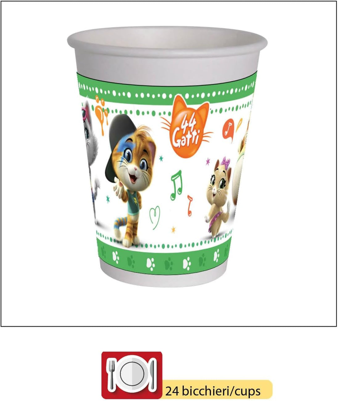 Ciao Y4961 44 Cats Party Tableware Set, Single, Mehrfarbig, 24 people