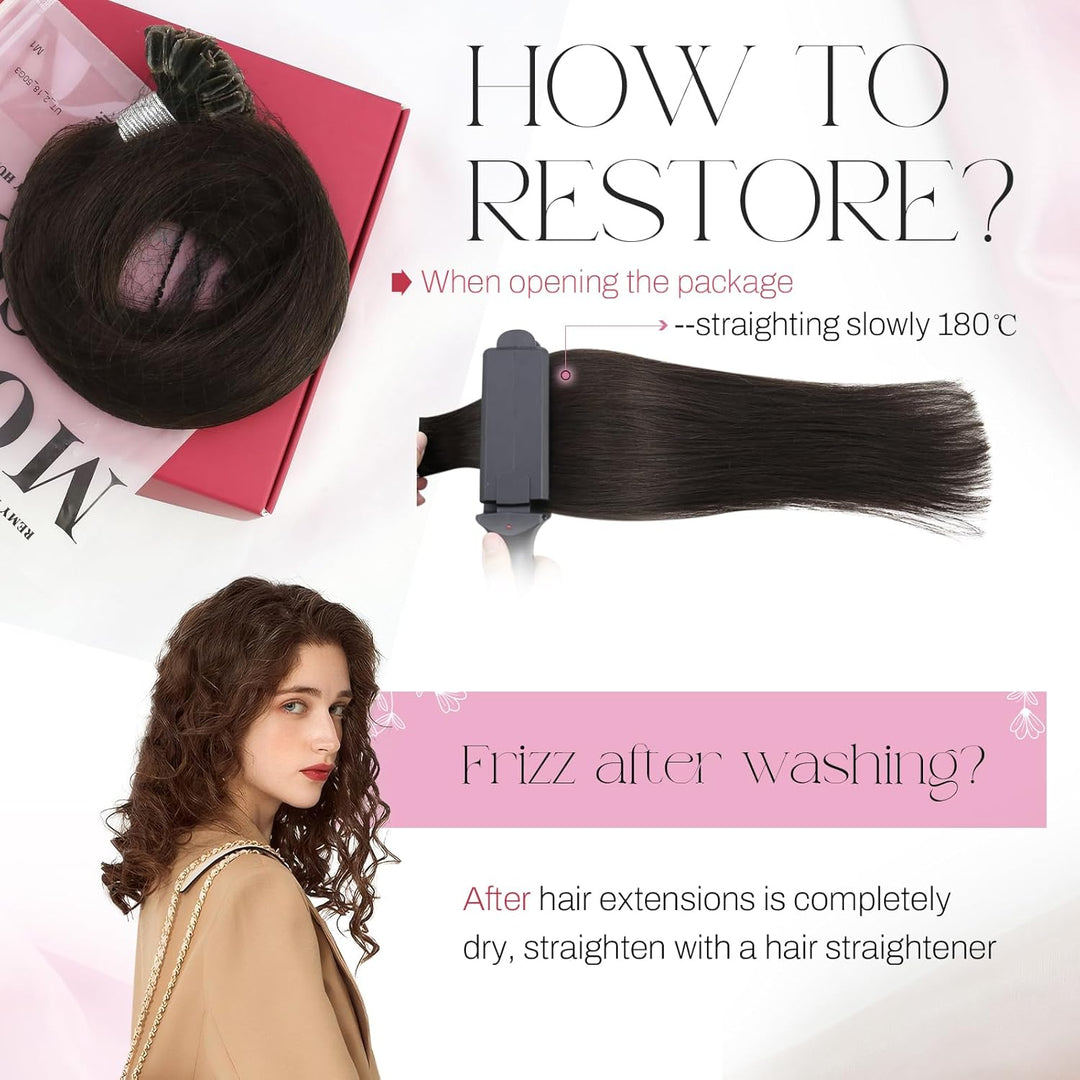 Moresoo Bonding Extensions Echthaar Braun Pre Bonded Bondings Keratin Extensions Echthaar Remy U Tip