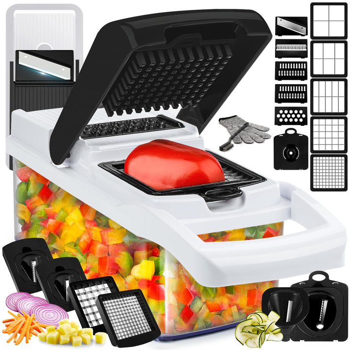25 in 1 Multifunktionaler Zwiebelschneider Dicer, Spiralizer für Gemüse, Mandoline Hobel, Salat Food