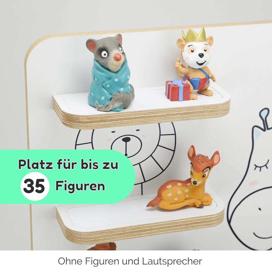 stadtecken Holzregal für Musikbox I Passend für die Toniebox und ca. 35 Tonies I Perfekte Aufbewahru
