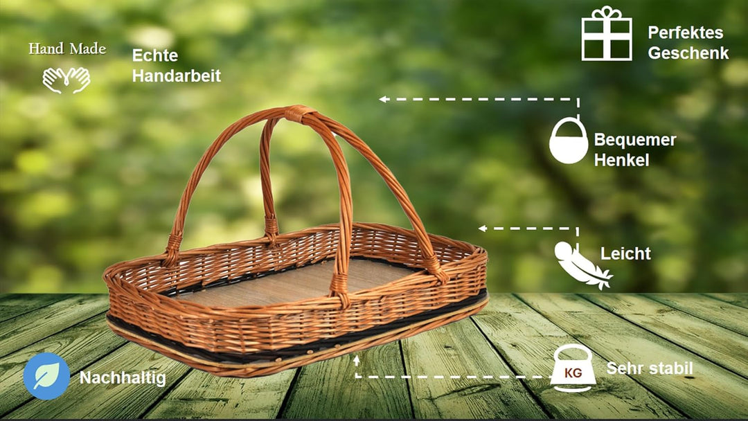 Tablett Serviertablett Korb aus Weide für Obst Brot Gebäck Weidentablett Weidenkorb Tragekorb Traget