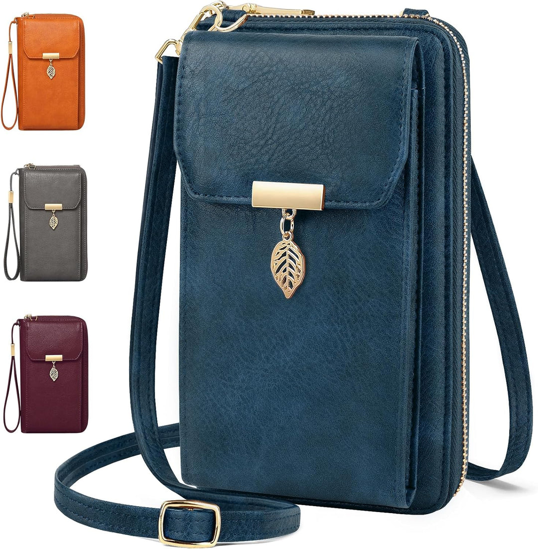 VOBUKE Handytasche mit Geldbörse zum Umhängen RFID Schutz Handy Tasche Damen Umhänge Leder Kleine Ha