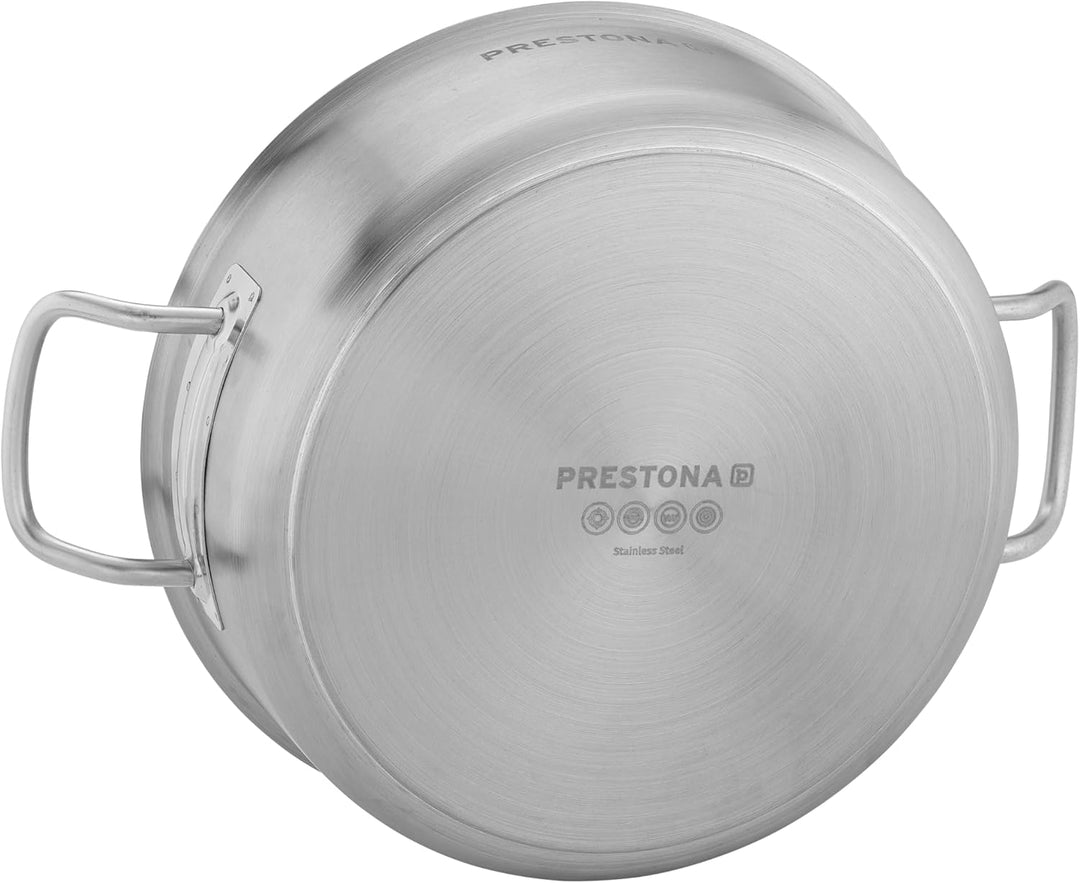 TECHNICA PRESTONA Topf Induktion 2,2 l – Kochtopf aus Edelstahl ⌀200 mm mit Deckel – Dreischichtbode