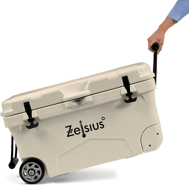 Zelsius Kühlbox 50 Liter mit Räder | Coolbox | Fahrbare Cooling Box ideal für Auto Camping Urlaub An