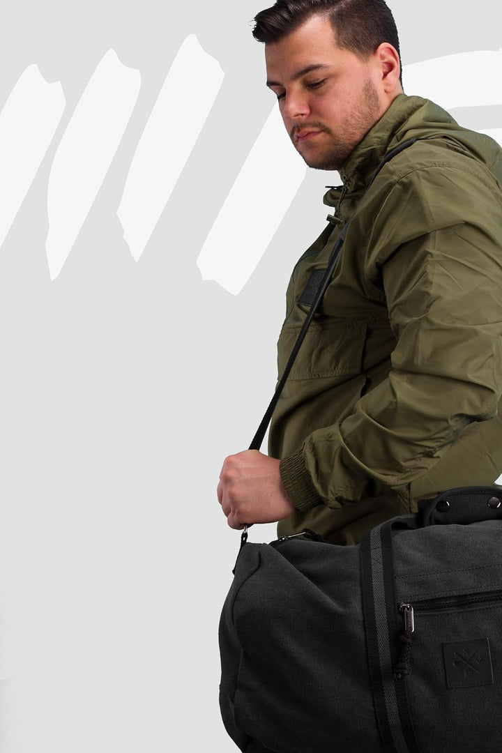 Canvas Barrel Bag - Sporttasche, 45 Liter, Duffel Bag Tasche mit Echt-Leder Veredelung (Manufaktur13