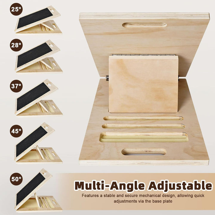 2-in-1 Schrägbrett aus Holz und Balance Board, Verstellbares Wadendehner Slant Board, Rutschfestes B