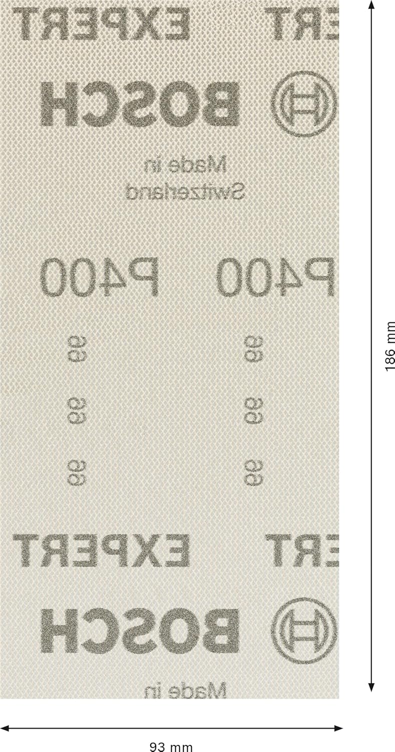 Bosch Professional 50x Expert M480 Schleifnetz (für Hartholz, Farbe auf Holz, 93x186 mm, Körnung 400